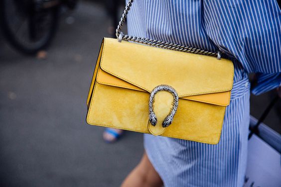 yellow-blue outfit bag Gucci