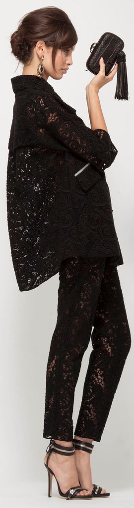 black lace pant suit