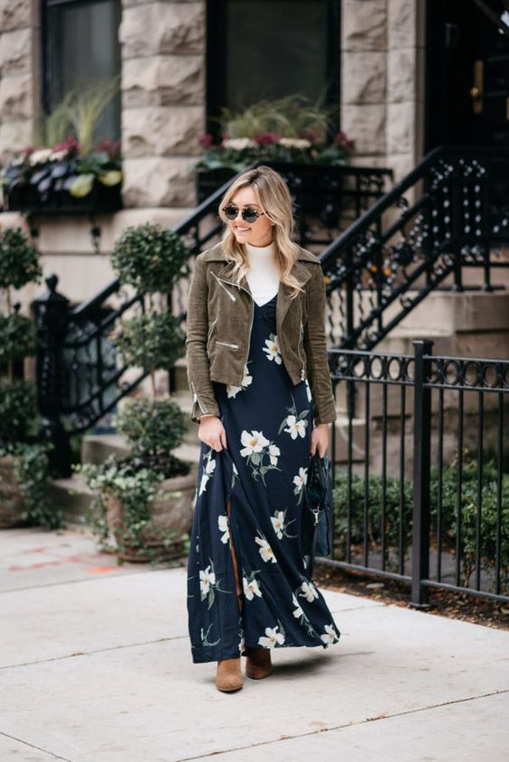 Layered navy floral dress