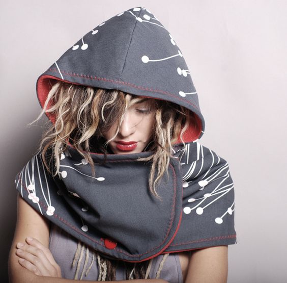 Cotton sport with hooded scarf