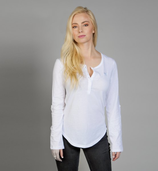 White relaxed fit long sleeve shirt