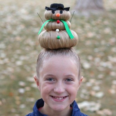 Snowman Hairstyle for Crazy Hair Day (or Christmas) |  crazy hair .