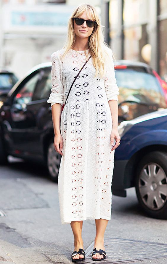 Midi white lace dress