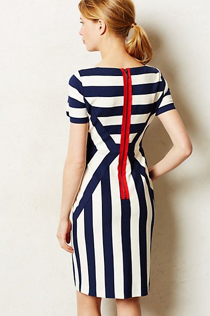 Back zipper dress stripes