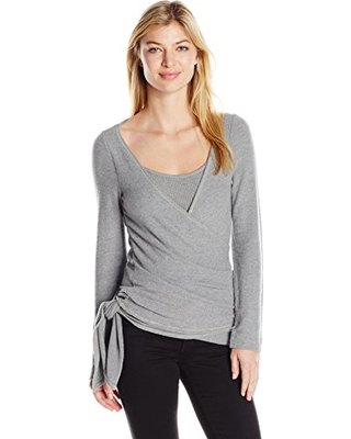 gray sweater over matching vest top
