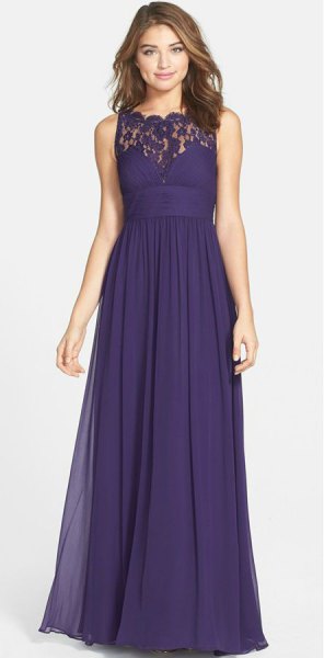 lilac maxi dress with lace collar