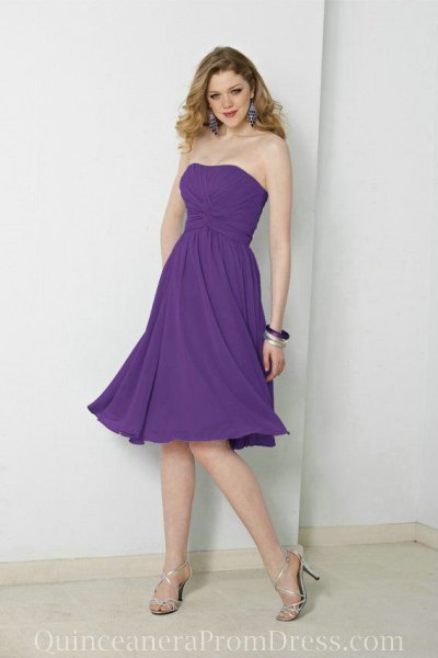 Strapless fit and a flared chiffon bridesmaid dress