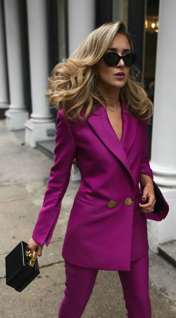 Magenta double-breasted jacket