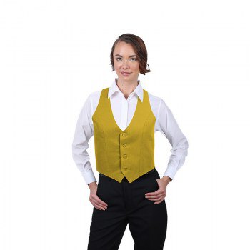 golden short formal waistcoat with white buttoned shirt