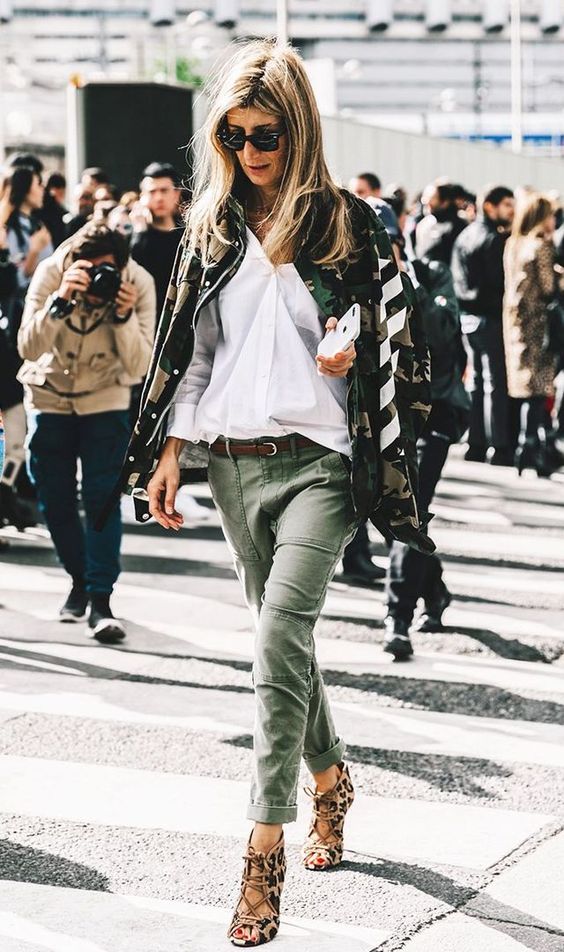 green skinny jeans military jacket