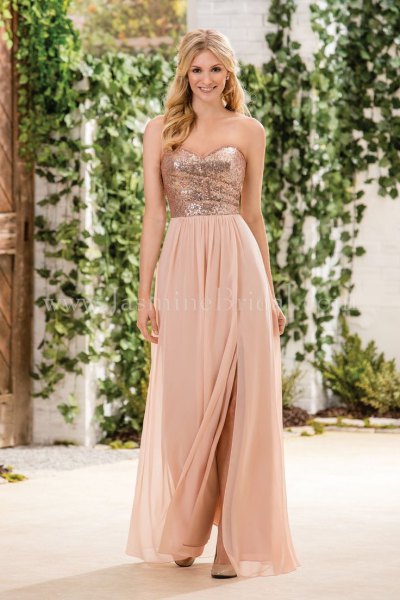 Rose gold and blush pink two tone dress
