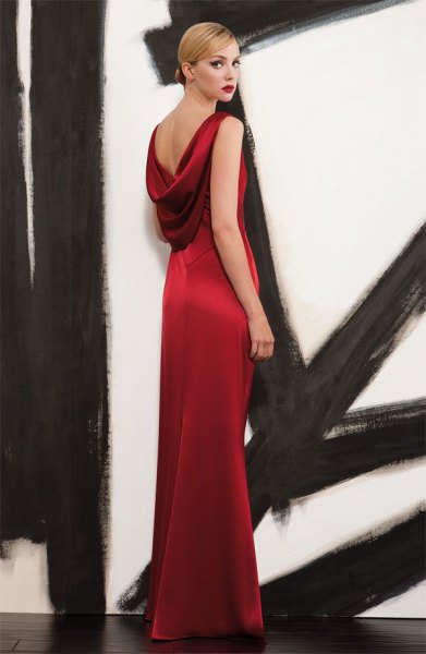 red satin maxi dress with low back