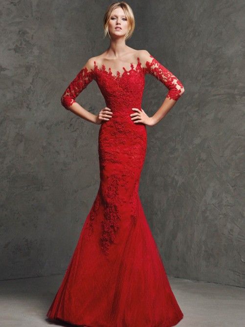red lace mermaid dress