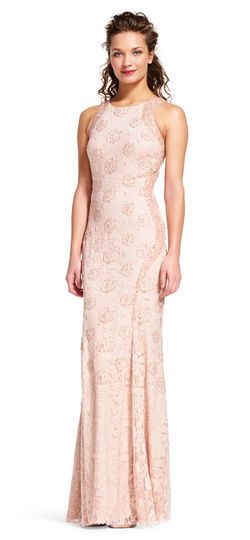 Baby pink lace halter dress maxi