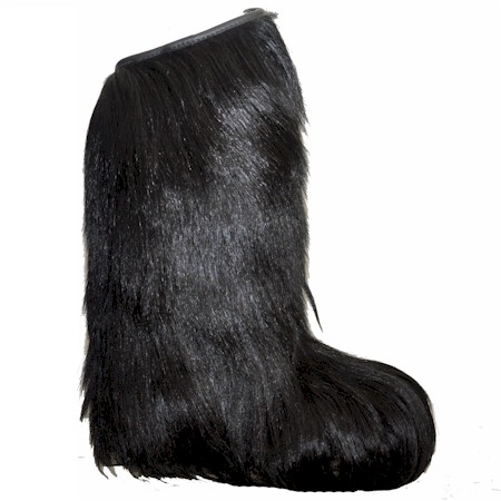 Regina women's knee high BLACK long hair fur boots - Alpine Accessori
