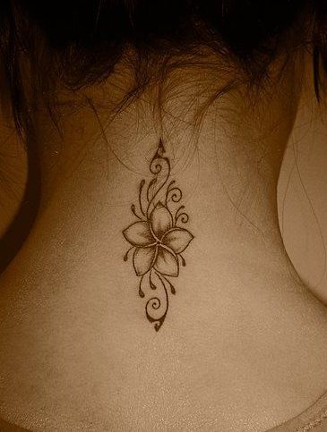 Plumeria tattoo neck