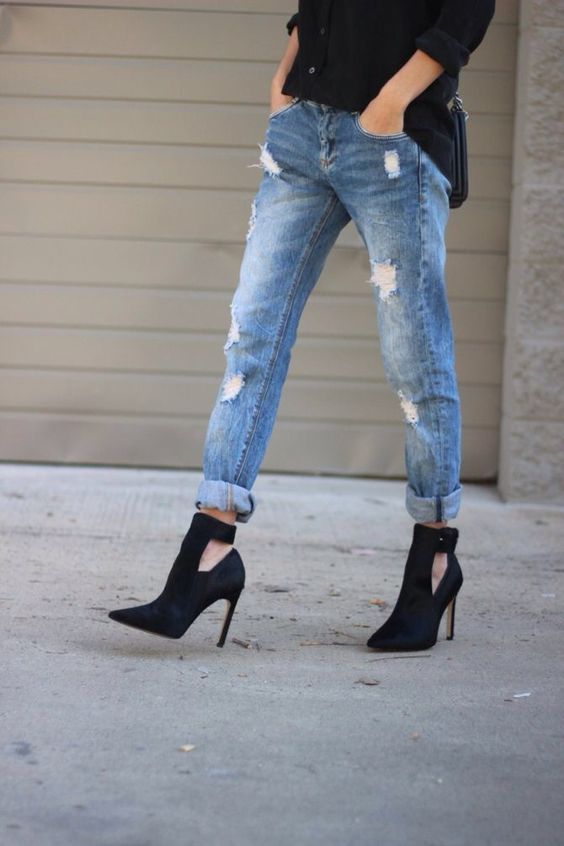 cut out short boots with high heels