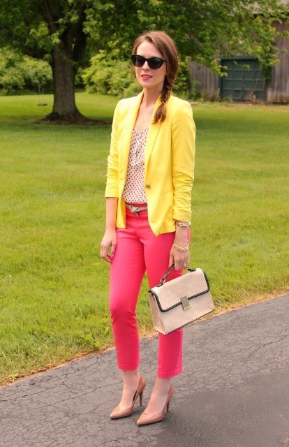 Yellow and pink combo fashion |  Combination fashion, neon.