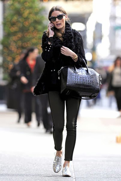 Black leather chunky knit sweater