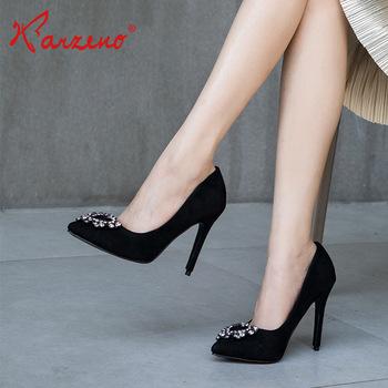 10cm Lady Stiletto Heels Black Pointed Toe Shoes Sexy Ladies High.