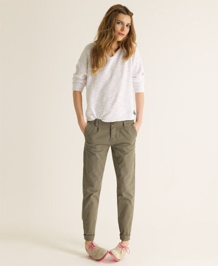 olive green chinos white sweater