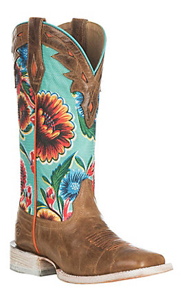 Ariat Women's Circuit Champion Dusty Brown and Turquoise Floral.