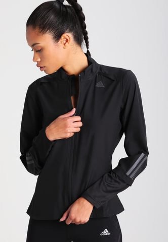 black sports coat with matching t-shirt and nylon running shorts
