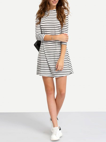 black and white striped t-shirt dress