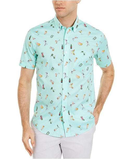 Club Room Men's Cocktail Print Short Sleeve Shirt, Created for.