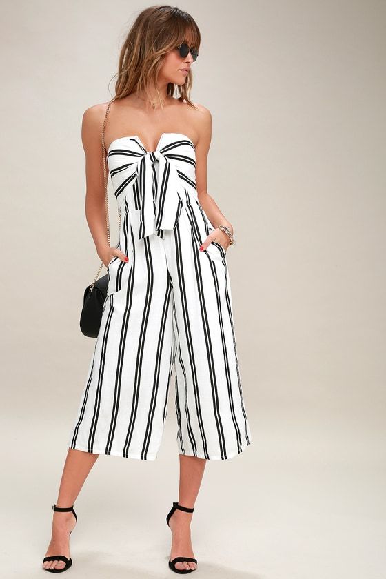 black and white jumpsuit strapless