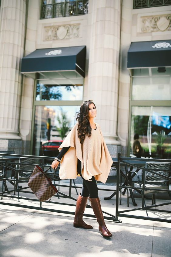 brown riding boot poncho