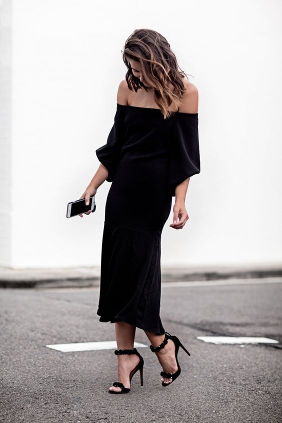 black strapless dress casual loose