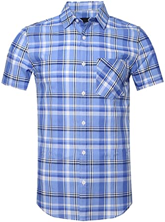 Amazon.com: SOOPO Men's Casual Regular Fit Short Sleeve Button Down.
