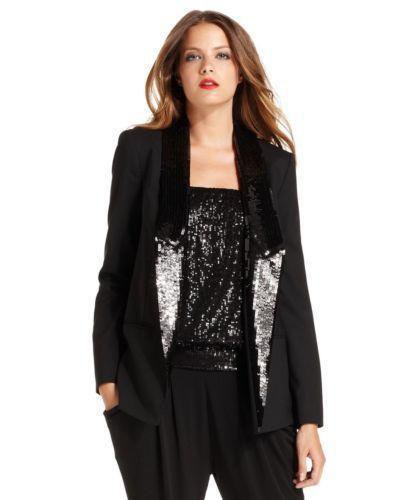 Black longline tuxedo with sequins and shiny tube top