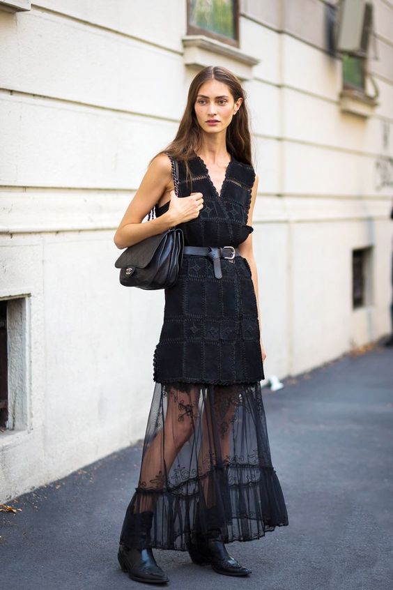 black mesh dress custom made