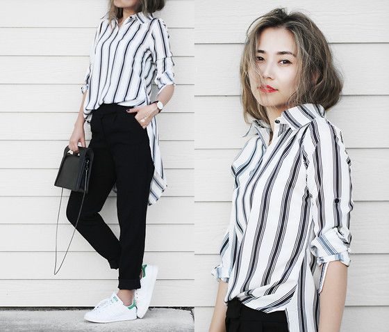Trendy black and white outfits - Outfit Ideas HQ |  White tips.