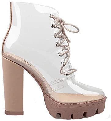 Amazon.com: Perixir Peep Toe Ankle Sandals Boots Clear: Sho