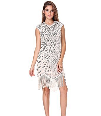 sleeveless mini dress made of sequins in white and silver