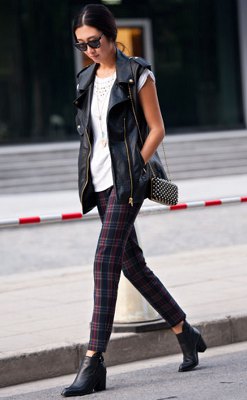 white crocheted checked skinny pants