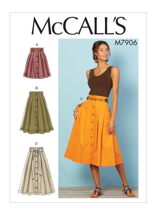 M7906 |  Sewing skirt pattern, skirt pattern, midi skirt pattern