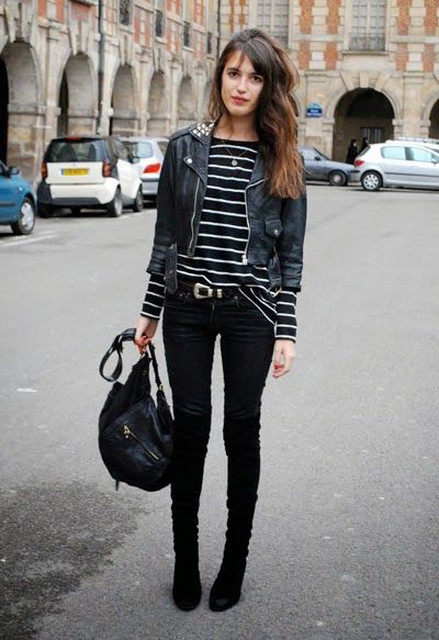 cropped shirt with leather jacket