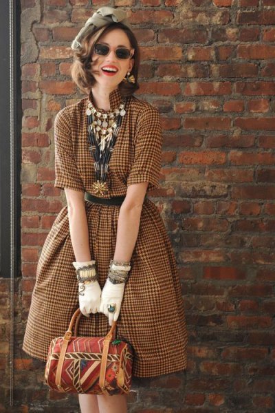 Chaid Plaid Fit and Vintage Flared Midi Dress