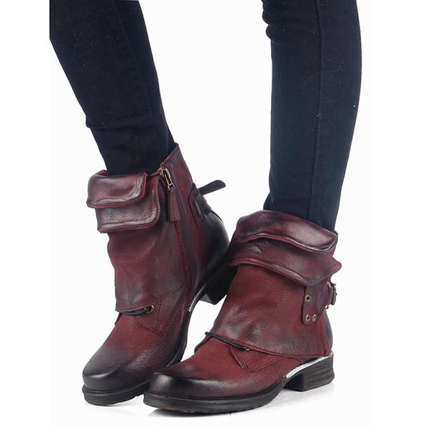 Women's Shoes - Women's Vintage Buckle Rivet Ankle Motorcycle Boots.