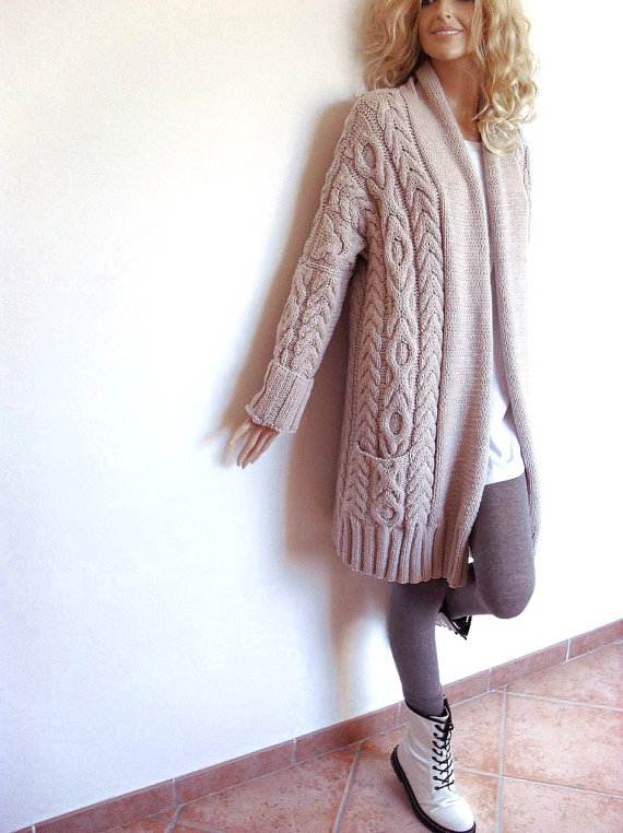 long knitted sweater