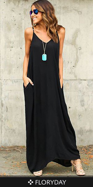 black cotton maxi dress with spaghetti straps