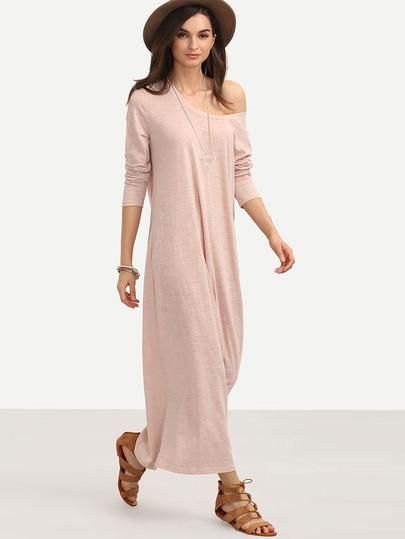 pink strapless maxi dress with brown felt hat