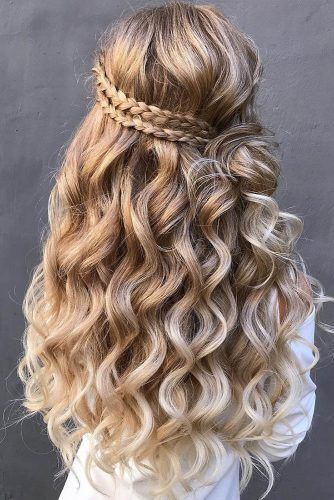 Wedding Hairstyles Half Up Half Down with Curls and Braid ☆ More.