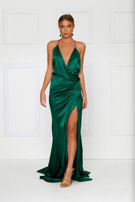 emerald dress slit