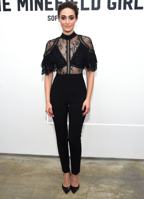 black lace jumpsuit interesting top