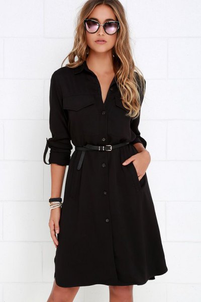 black belted trench coat dress